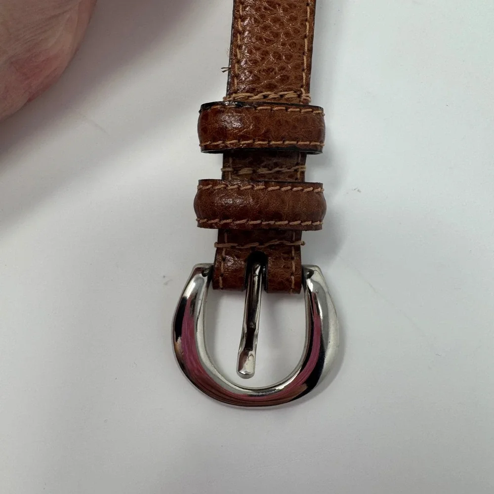 Brown Leather Women's Belt Top Grain Made in India Brown Pebbled 3/4